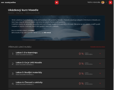 e-learningový kurz Moodle tmavá varianta